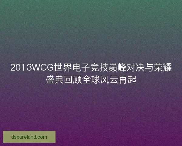 2013WCG世界电子竞技巅峰对决与荣耀盛典回顾全球风云再起
