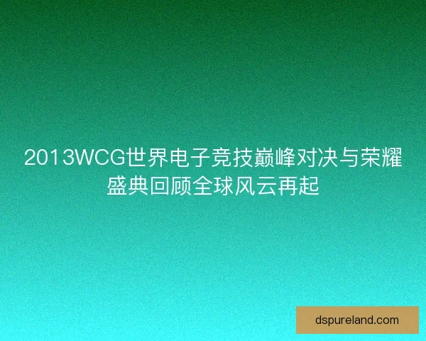 2013WCG世界电子竞技巅峰对决与荣耀盛典回顾全球风云再起